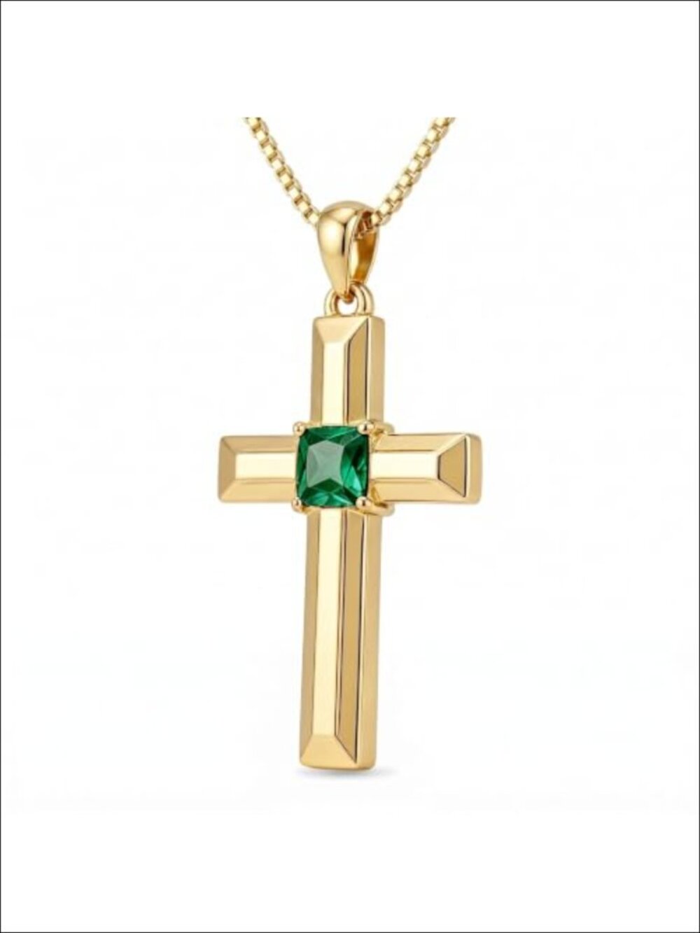 14K Gold Plated Birthstone Cross Necklace for Women
